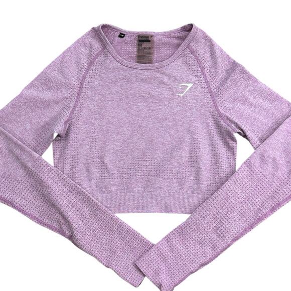 GYMSHARK LIGHT PURPLE CROP WOMENS ACTIVE LONG SLEEVE MEDIUM - Picture 1 of 7